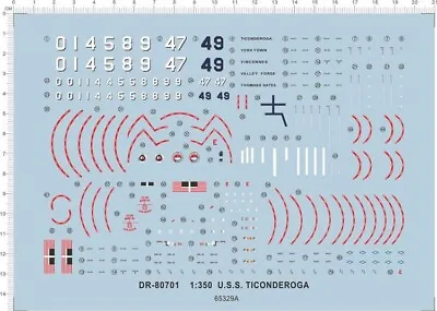 1/350 Scale Water Slide Decal For USS Ticonderoga CG-47 Military Model Ship Kits • $17