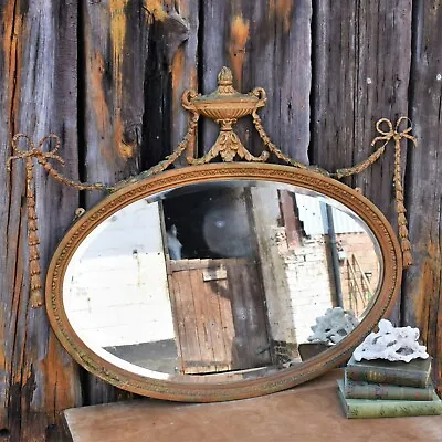 £385 • Buy Antique Victorian Regency Gilt Gesso Bevelled Mirror Ornate Bows Swags Harebells