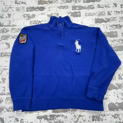 Vintage Polo Ralph Lauren Sweater Men Large Blue Big Pony Ski Patch Sweatshirt * • $29.91