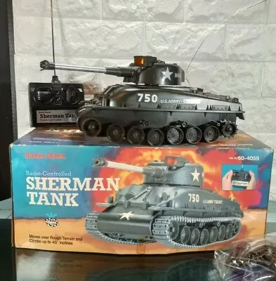 Sherman Tank Radio Controlled Radio Shack 1985 W/ Original Box • $45