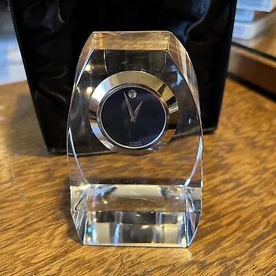 Movado Tcl000136m Black Silver Dial Face Clear Crystal Desk Clock • $59