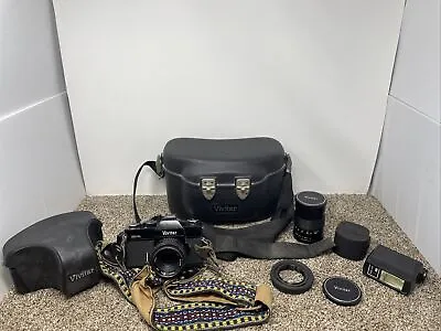 Vivitar 220/SL Vintage 35MM Camera With Case And Acccessories UNTESTED AS IS! • $55