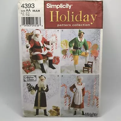 Simplicity 4393 Adults Sz XS-M Costume Santa Elf Time Sewing Pattern FF & UNCUT • $4