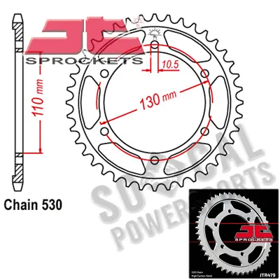 JT Sprockets Steel Rear Sprocket 530 Pitch 45 Tooth Yamaha YZF-R1 (1998-2012) • $42.09