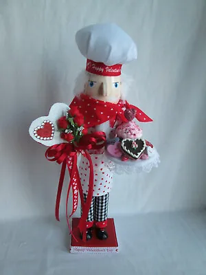 15  Handcrafted Valentines Day Nutcracker Baker W Cakes Cookies Roses & Hearts • $49.99