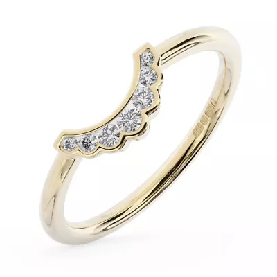 0.10 Ct Channel Set Round Brilliant Cut Diamond Wedding Ring In 9K Yellow Gold • £222.56