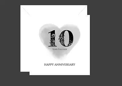 10th Year Anniversary Tenth Anniversary Greeting Card 10 Years Together • £3.35