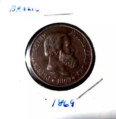 1869 Brazilian 20 Reis World Brazilian Coin • $10.95