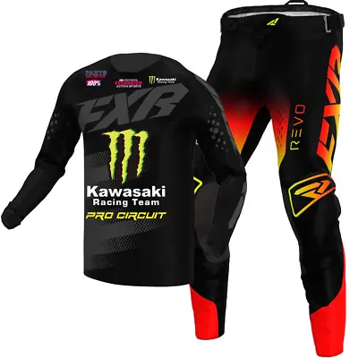 FXR Revo Monster Kawasaki MX Gear Jersey/Pants Combo Motocross ATV Racing Set • $157