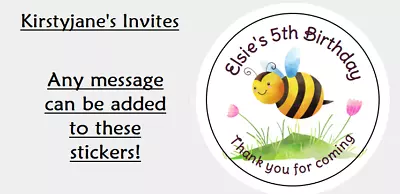 Personalised Stickers Labels Birthday Party Sweet Cones Bumblebee Bee Flowers • £2.49