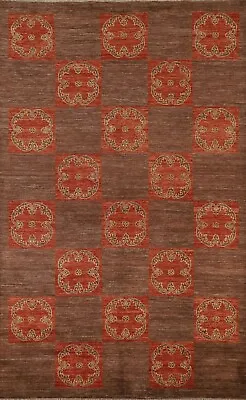 Brown/ Rust Geometric Modern Gabbeh Area Rug 6x9 Hand-knotted Wool Carpet • $712.20