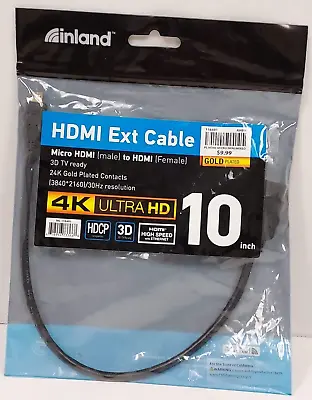 Inland 4k Ultra HD 10in Micro HDMI Male To HDMI Female EXT Cable • $2.99