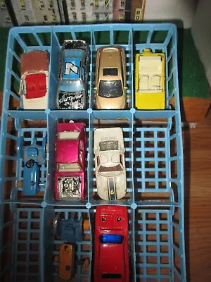 LOT Of 9 VINTAGE MATCHBOX CARS~IN NEED OF RESTORATION/TRAY INCLUDED • $14.99