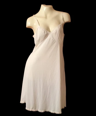 $15.99 • Buy Vintage Shadowline Full Slip Size 34 Tall White Nylon Lace
