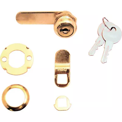 Prime-Line Bright Brass Gold Steel Cabinet/Drawer Lock • $10.99