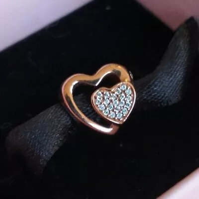 Gorgeous Pandora Rose Gold Joined Together Heart Charm 781806CZ Retired • $49.99