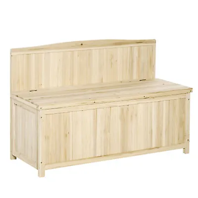 Outsunny Wood Storage Bench For Patio Furniture Outdoor Garden Seating Tools • £89.99