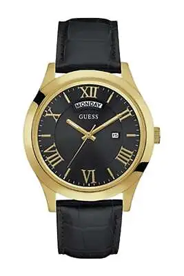 Guess Gents Metropolitan Day And Date Leather Strap Watch W0792G4 • £44.99