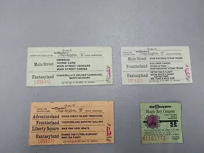 Lot Of 4 Vintage Walt Disney World Magic Kingdom Admission Ticket Coupon Key L3 • $29.99