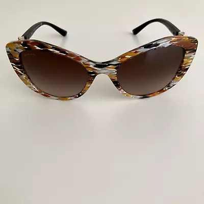 BVLGARI Womens Cat Eye Sunglasses Multicolor Black Gold Diamante 8168-B 5377/13 • $299