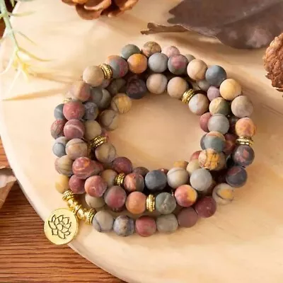 Picasso Jasper 108 Mala Bead Prayer Healing Meditation Necklace Bracelet Gifts • $15.99