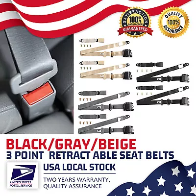 3 Point Retractable Car Safety Seat Belt Diagonal Belt Kit Adjustable Universal • $28.88