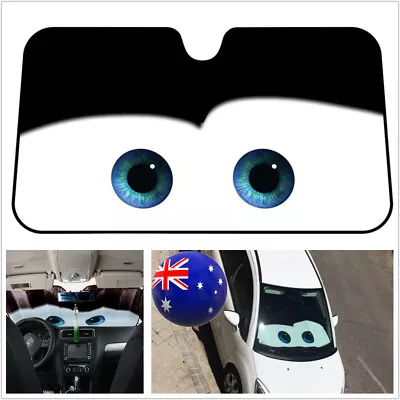 Auto Sun Shade Windshield Cartoon Cute Eye Folding Sun Visor Shield Cover Black • $23.30