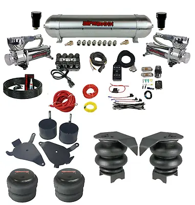 Chrome Air Ride Suspension Kit Manifold Valve Bags Seamless 82-04 Chevy S10 2wd • $1879.88