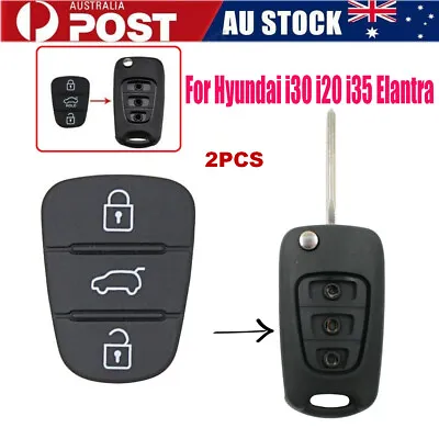 2Pcs Car Flip Key Fob Case Replacement Rubber Keypad For Hyundai I30 I10 I20 Kia • $7.98