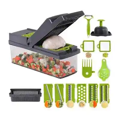 Vegetable Chopper Dicer Slicer 16-in-1 Salad Fruit Mandolin Food Cutter Peeler • £19.99