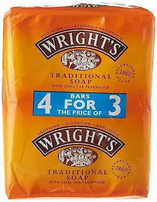 1 X 4 WRIGHTS TRADITIONAL SOAP 100G WITH COAL TAR FRAGRANCE4 • £6.49