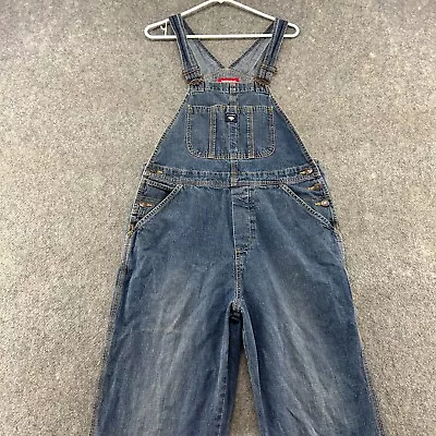 VINTAGE Unionbay Overalls Womens Large Blue Denim Cotton Logo Cotton Skater Y2K • $29.95