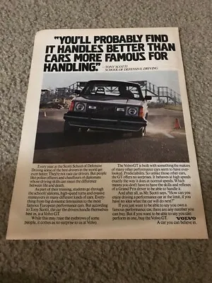 Vintage 1980 VOLVO GT SEDAN Car Print Ad  SCOTTI DEFENSIVE DRIVING SCHOOL  • $6.99