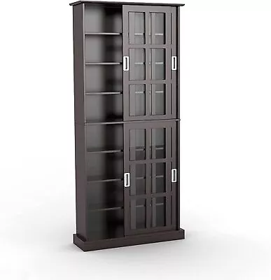 Atlantic 72  Windowpane Media Storage Shelf Cabinet With Sliding Glass Doors  • $213.78