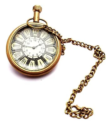 Antique Vintage Brass Pocket Watch Collectible Gift & Nautical Clock Gift Item • $34.80