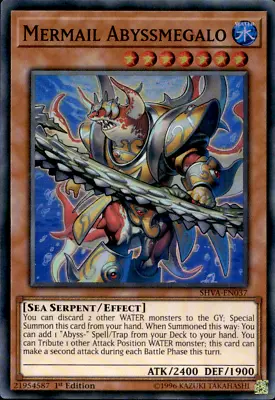 MERMAIL ABYSSMEGALO SUPER RARE SHVA-EN037 1ST ED YuGiOh • $1.54