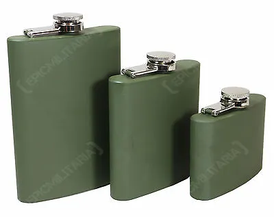 £11.25 • Buy ARMY GREEN Stainless Steel MILITARY HIP FLASK Pocket Alcohol 4 6 8oz - All Sizes