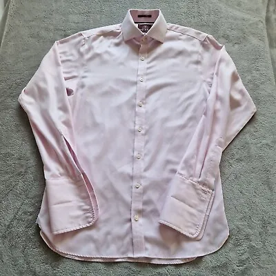 M&S Sartorial Shirt Mens Medium Neck 15  Pink Superior 2 Fold Cotton Smart  • £10.95