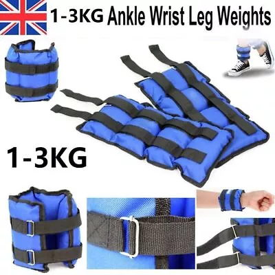 2PCS Ankle Weights Adjust Leg Wrist Strap Running Fitness Gym Straps 1/2/3 Kg • £6.99