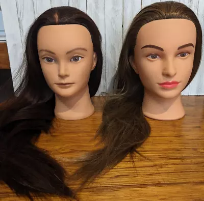 Lot Of 2 Uncut Synthetic Hair Female Cosmetology Mannequin Heads • $49.99