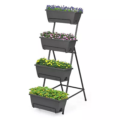 Raised Garden Bed 4 Tier Vertical Garden Planter Box W/ Legs For Flowers Herbs • $34.19