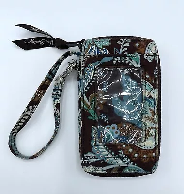 Vera Bradley JAVA BLUE  ALL IN ONE Wristlet Wallet Clear ID Zip Around EC • $16.99