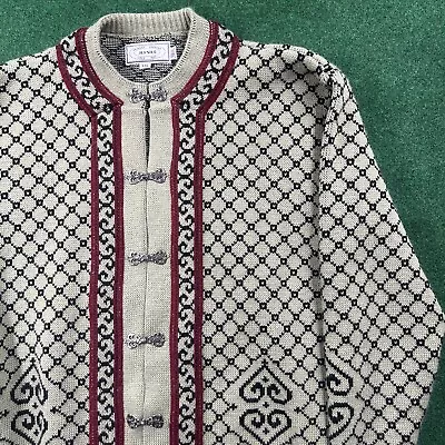 Vintage Nordic Sweater Mens XXL Beige 70S Fair Isle Clasp Pattern Sweatshirt USA • $29.99