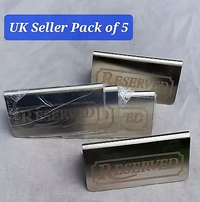 £13.89 • Buy Stainless Steel Reserved Table Sign Tent Restaurants Cafes Table Top Pub Pk 5