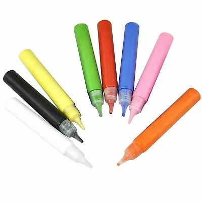 8 X Fabric Paints Pens Permanent T-Shirt Textile Clothes Assorted Colours UK • £3.35