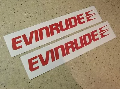 Evinrude Outboard Vintage Decal Die-Cut RED 2-PAK FREE SHIP + FREE Fish Decal • $8