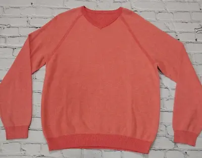 TOMMY BAHAMA Reversible Pima Cotton V-Neck Sweater Mens Medium Coral Orange • $9.99
