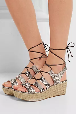 MICHAEL Michael Kors Sofia Snake Print Leather Espadrille Wedge Sandals  • $119.99