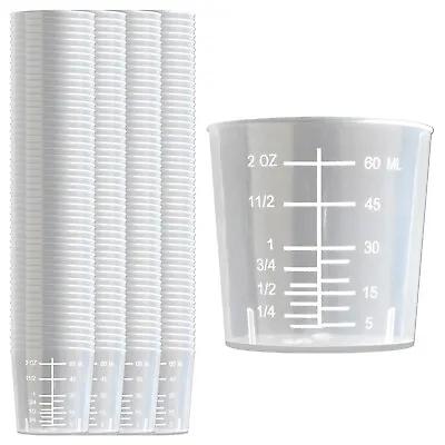 200x RE-GEN 60ml Clear Graduated Measuring Medicine Contanier Cups Pots.  • £35.99