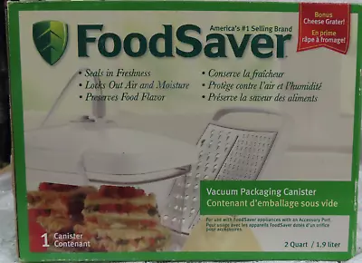 New In Sealed Box Foodsaver Vacuum Packaging Canister With Bonus Cheese Grater • $27.68